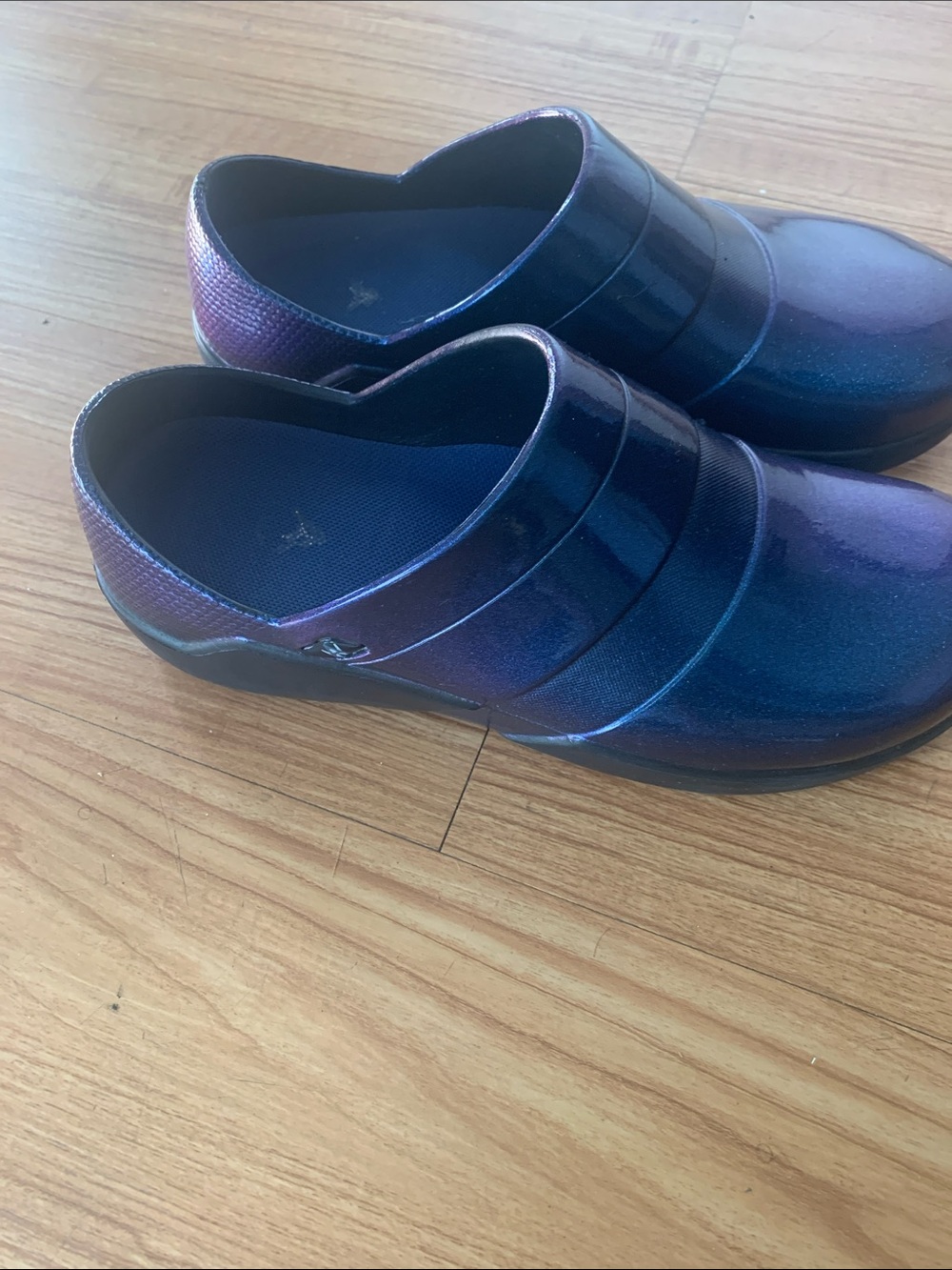 Iridescent Blue-Purple Slip-On Mules - Picture 2 of 4